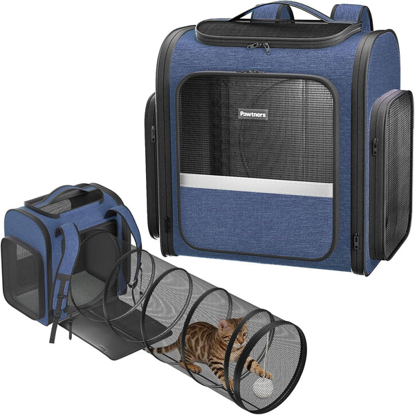 Pawsec - Cat Carrier Backpacks: Expandable Pet Backpack with Breathable Mesh