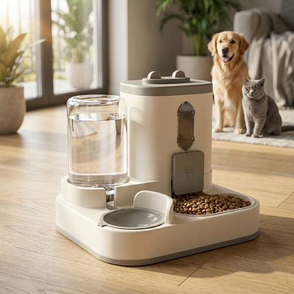 Pawsec - 2in1 Cat and Dog Food Bowl with Water Fountain